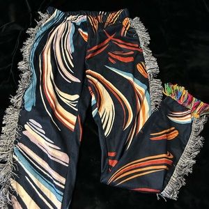 Fringe designed pants